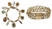 ANTIQUE GOLD GEMSTONE CHARM BR