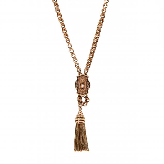 ANTIQUE GOLD SLIDE NECKLACE WITH