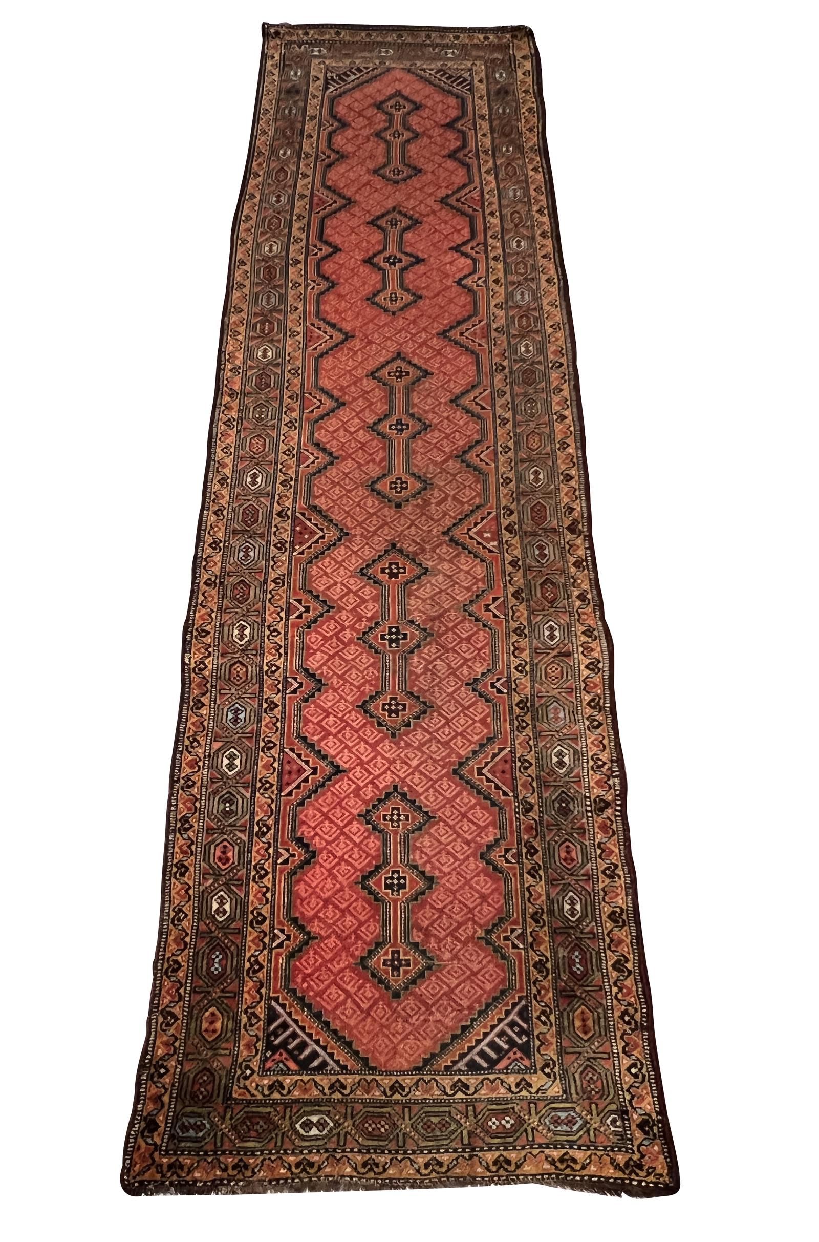 ANTIQUE HALL RUNNER, 12'4" X