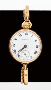 ANTIQUE HAMILTON 14K GOLD POCK