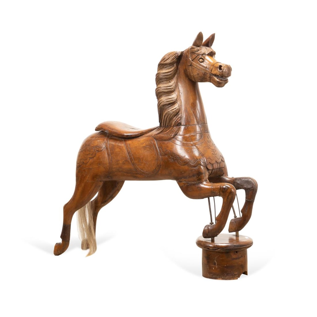 ANTIQUE HAND CARVED WOODEN CAROUSEL
