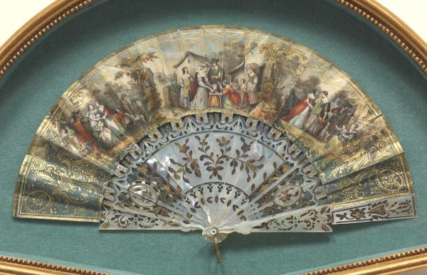 ANTIQUE HAND DECORATED FAN WITH