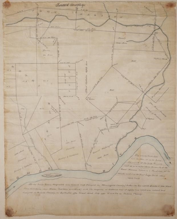 ANTIQUE HAND DRAWN MAP OHIO AND