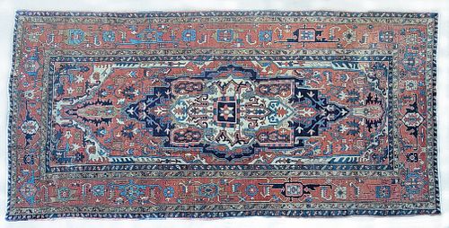 ANTIQUE HAND KNOTTED WOOL HERIZ
