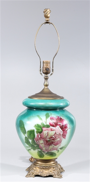 Antique hand painted glass table