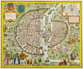 Antique Handcolored City Plan