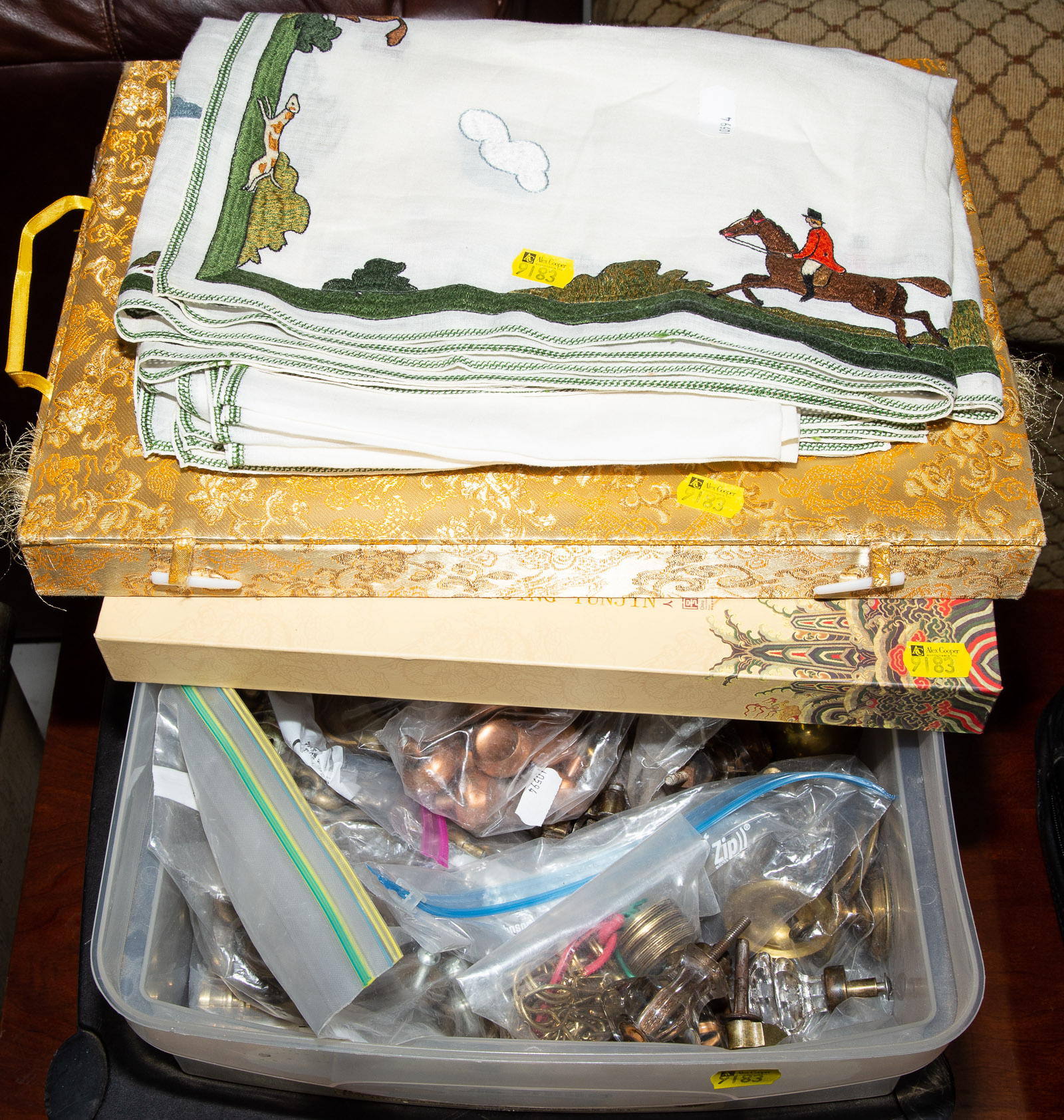 ANTIQUE HARDWARE; FABRIC ITEMS;