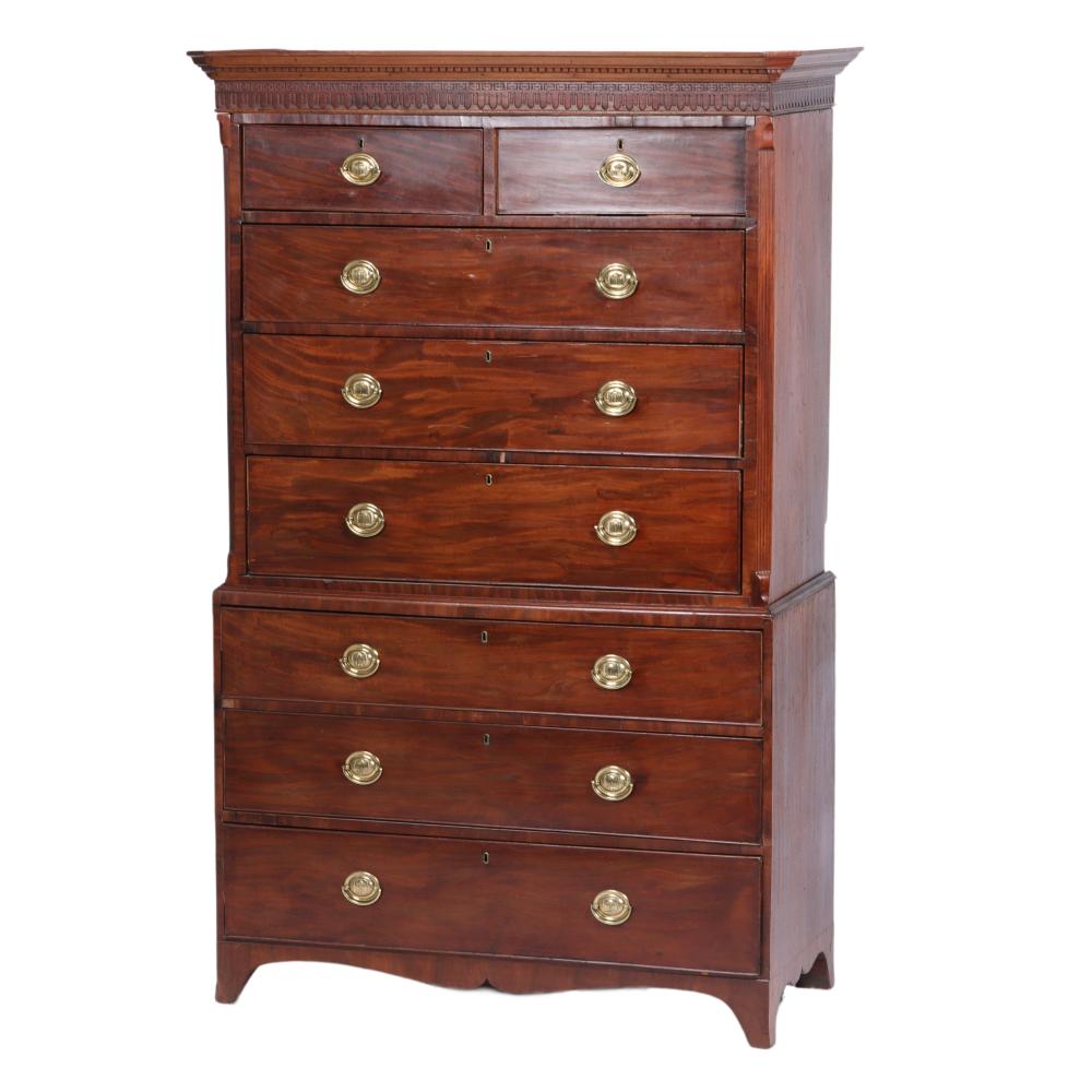 ANTIQUE HEPPLEWHITE CHEST ON