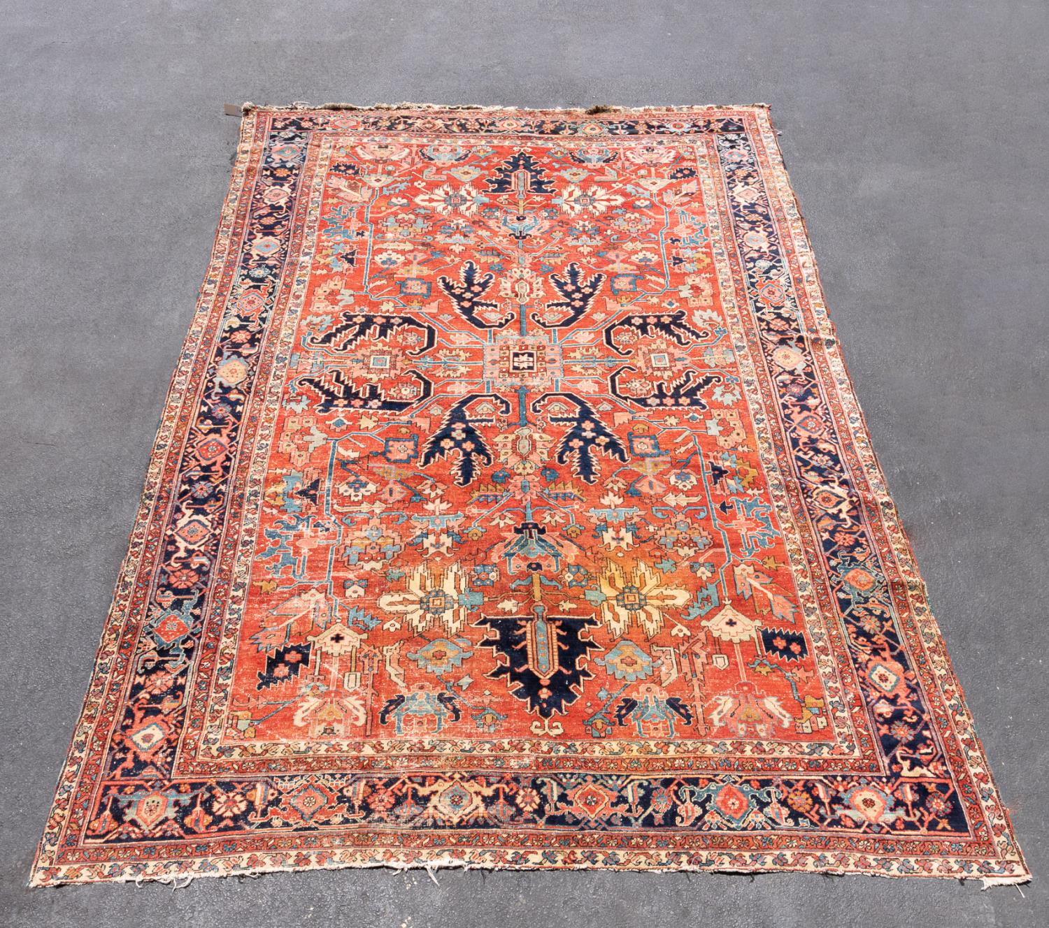 ANTIQUE HERIZ CARPET, 14'5" X 10'2"