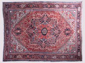 ANTIQUE HERIZ HAND KNOTTED RUG