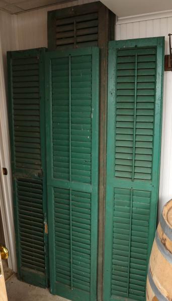 ANTIQUE HOUSE SHUTTERS IN OLD GREEN