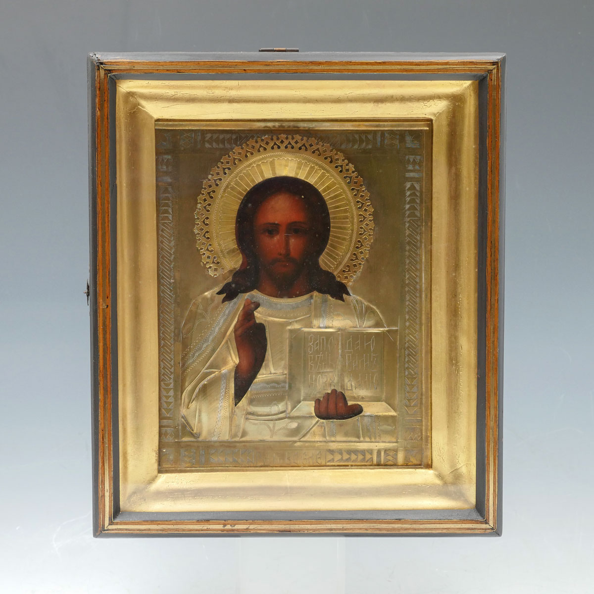 ANTIQUE ICON OF CHRIST IN CUSTOM