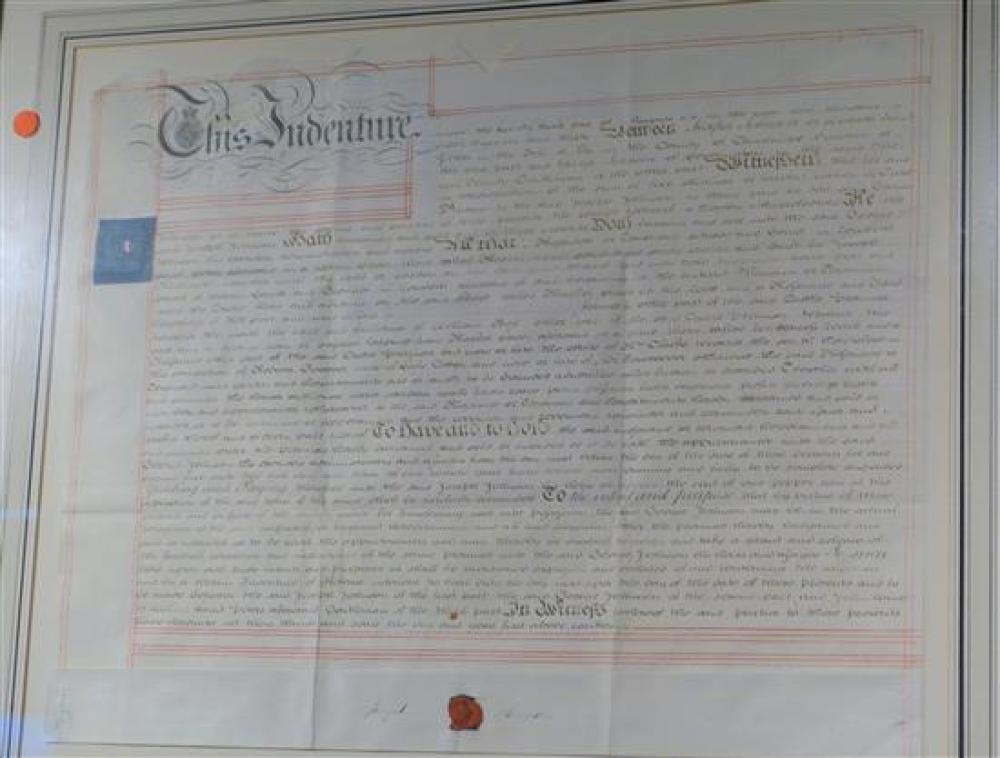 ANTIQUE INDENTURE DOCUMENT, CIRCA