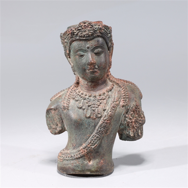 Antique Indian bronze bust; missing