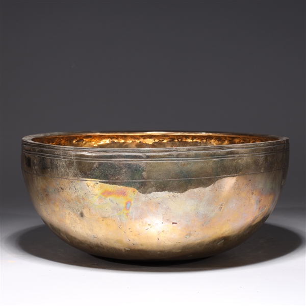 Antique Indian gilt metal bowl with