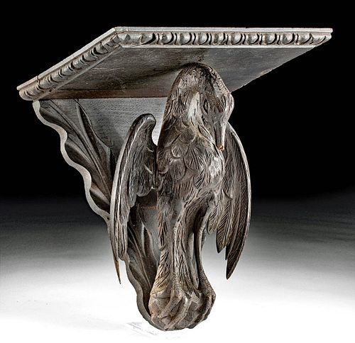 ANTIQUE INDIAN WOOD SHELF BRACKET