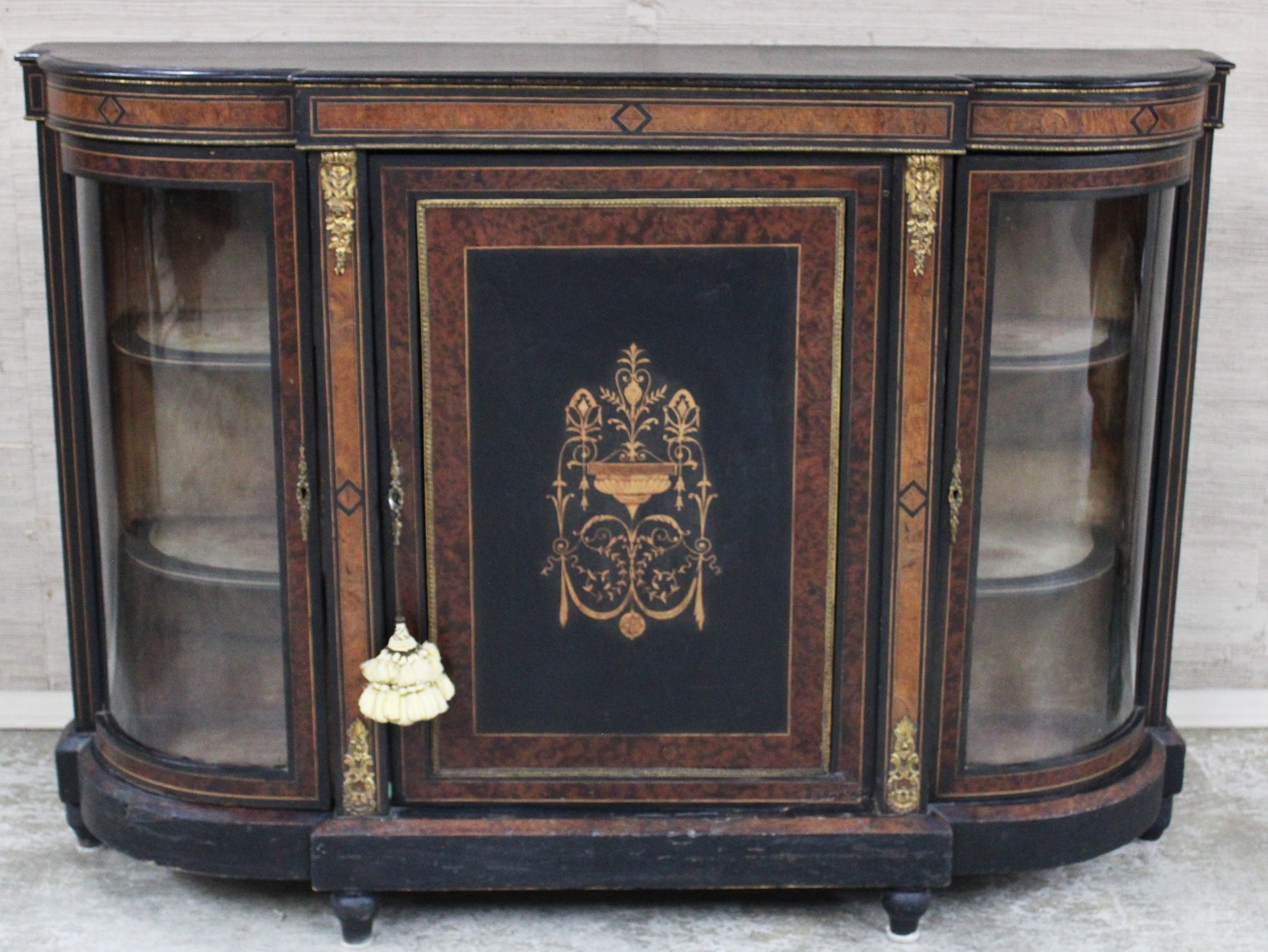 ANTIQUE INLAID CONTINENTAL CREDENZA