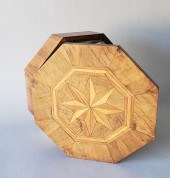 ANTIQUE INLAID LIFT TOP OCTAGO