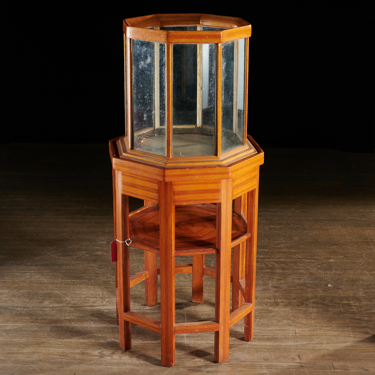 ANTIQUE INLAID WOOD TERRARIUM OR