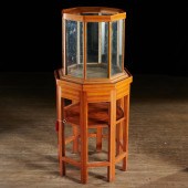 ANTIQUE INLAID WOOD TERRARIUM