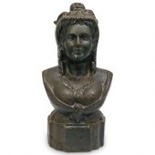 ANTIQUE IRON FEMALE BUSTDESCRI