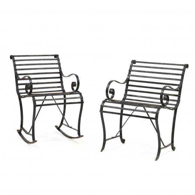 ANTIQUE IRON GARDEN CHAIR AND