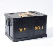 ANTIQUE IRON STRONG BOX WITH W