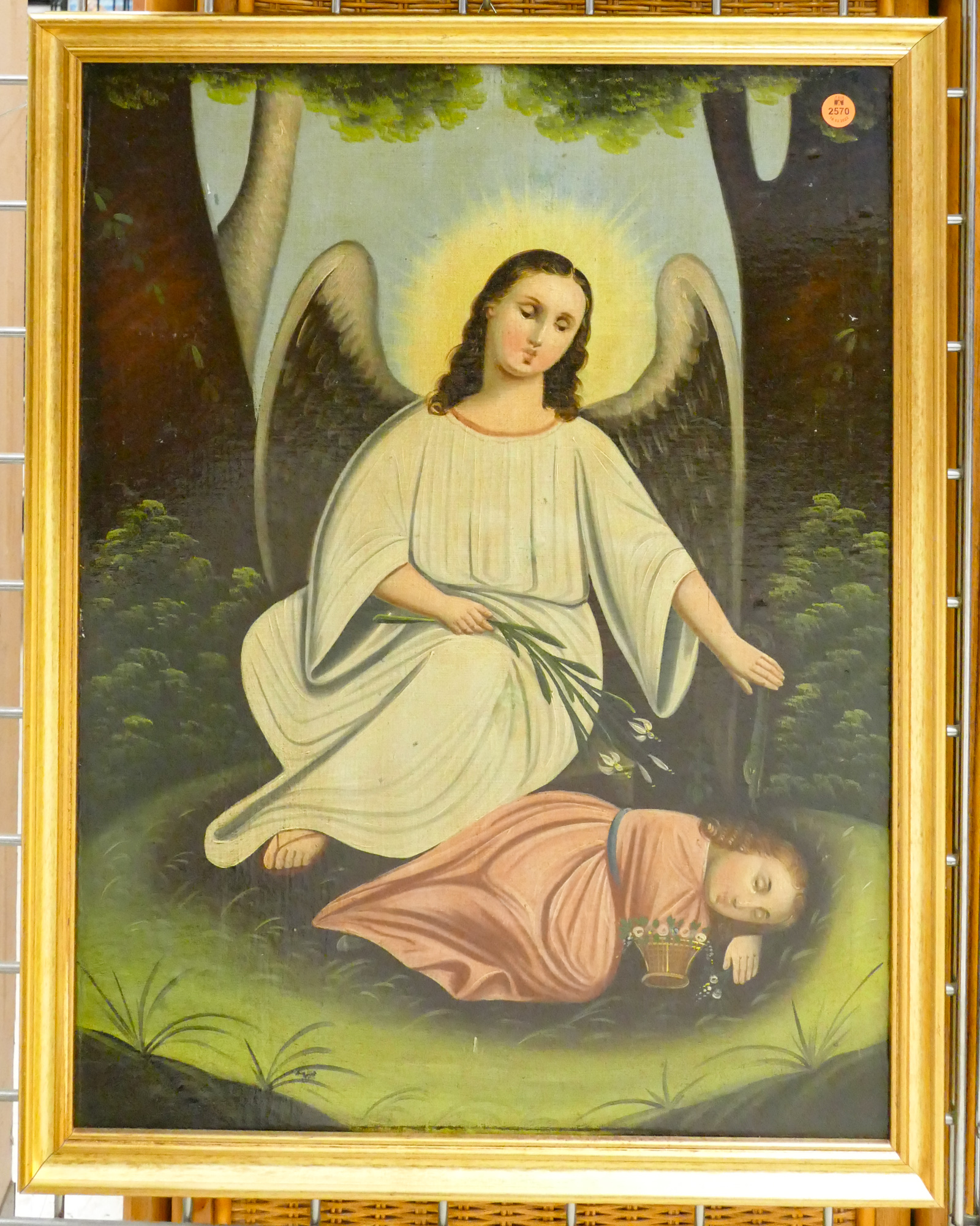 Antique Italian Angel Oil on