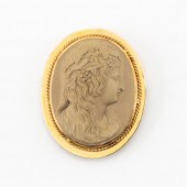 ANTIQUE ITALIAN LAVA CAMEO BRO
