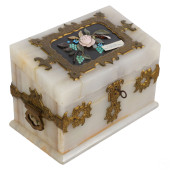 ANTIQUE ITALIAN ONYX STONE DES