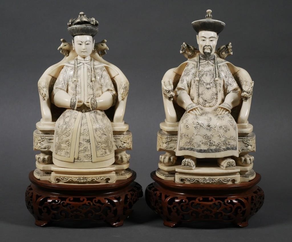 ANTIQUE IVORY EMPEROR & EMPRESS