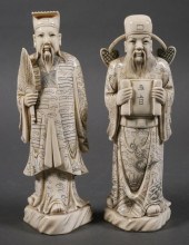 ANTIQUE IVORY PAIR OF BISHOP C