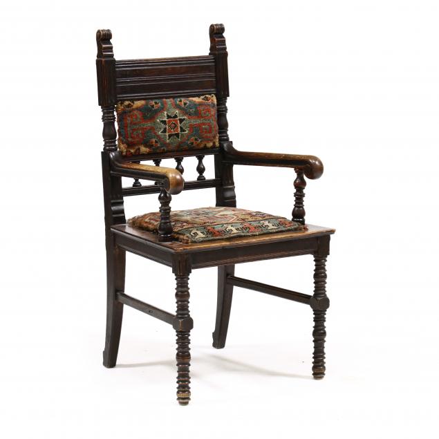 ANTIQUE JACOBEAN STYLE OAK ARMCHAIR