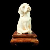 ANTIQUE JAPANESE CARVED DOG FI