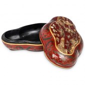 ANTIQUE JAPANESE RED LACQUER L
