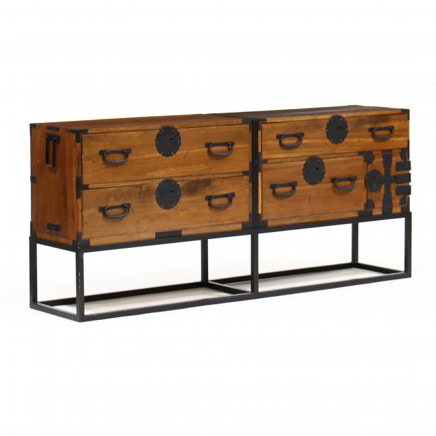 ANTIQUE JAPANESE TANSU CHEST ON
