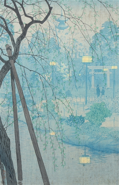 Antique Japanese woodblock print on