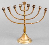 ANTIQUE JUDAICA BRASS MENORAH