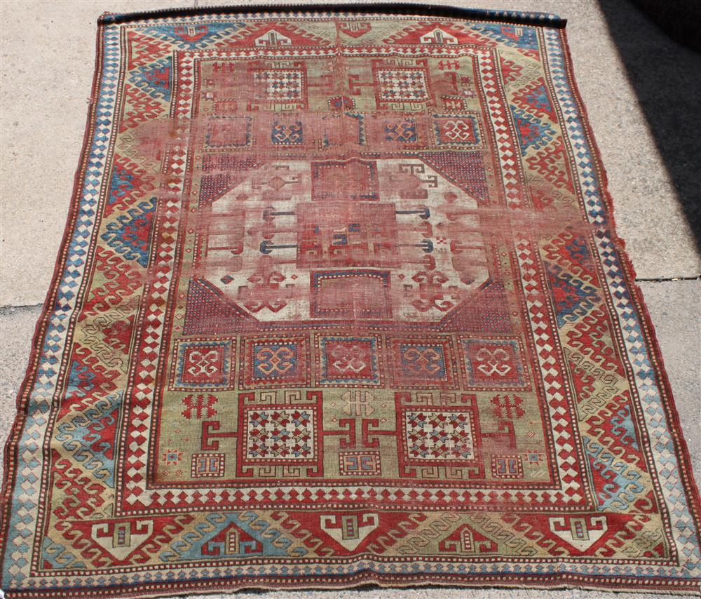 ANTIQUE KARACHOV KAZAK RUG in red
