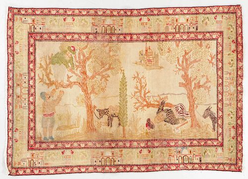 ANTIQUE KAYSERI PICTORIAL RUG OF