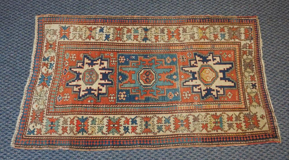ANTIQUE KAZAK RUG, 5 FT 2 IN X 3 FT