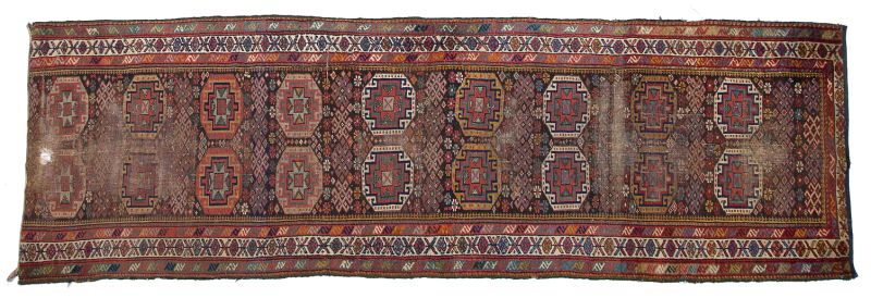 Antique Kazak Runner Rugall over