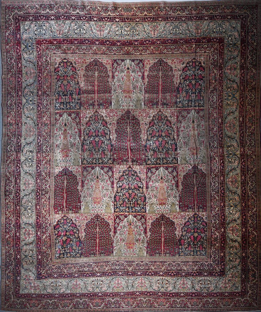 ANTIQUE KERMAN HAND KNOTTED WOOL