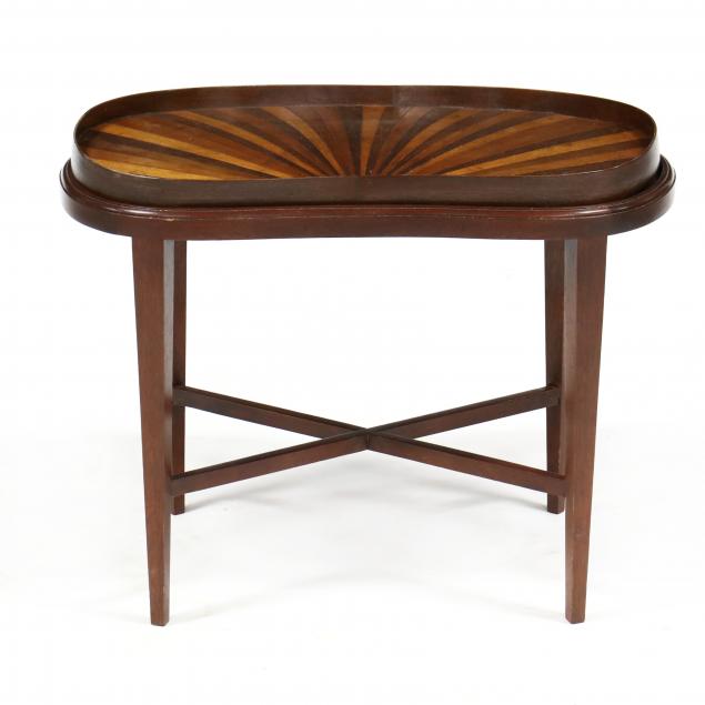 ANTIQUE KIDNEY SHAPED INLAID TRAY