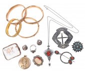 Antique kilt pin, cameo, neckl