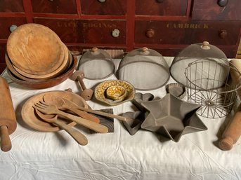 Antique kitchen implements and
