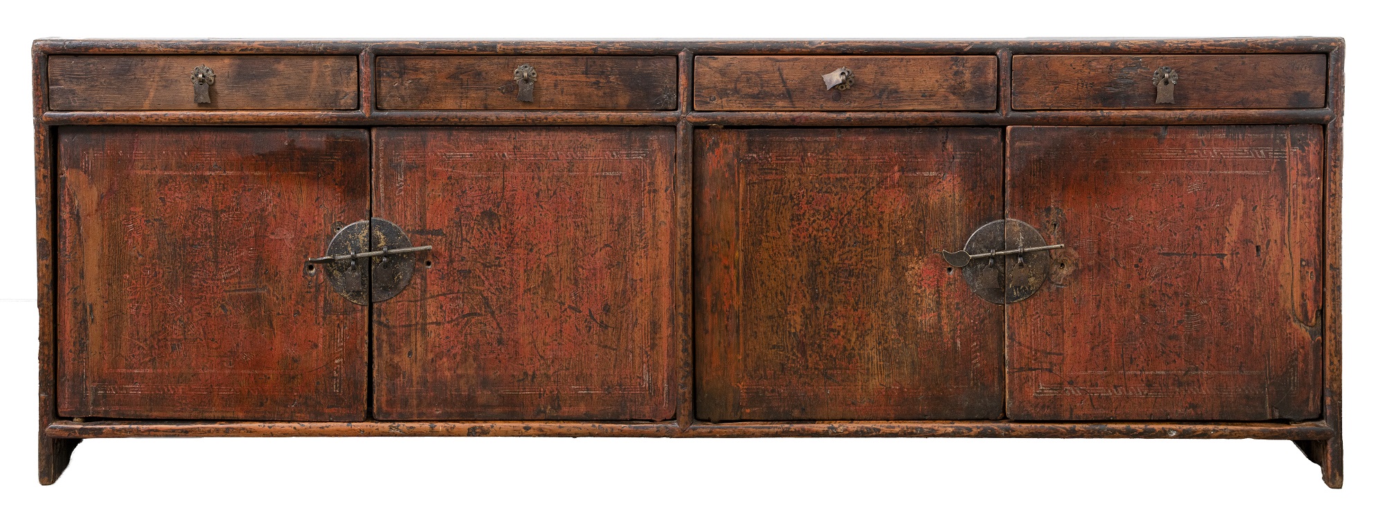 ANTIQUE KOREAN IRON MOUNTED ELM
