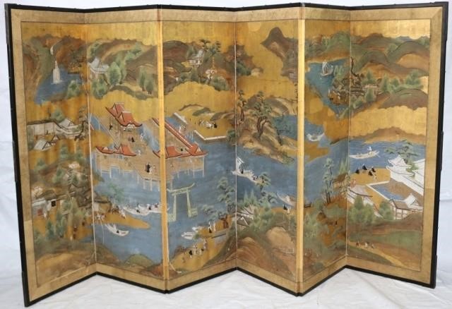 ANTIQUE KYOTO 6 PANEL JAPANESE
