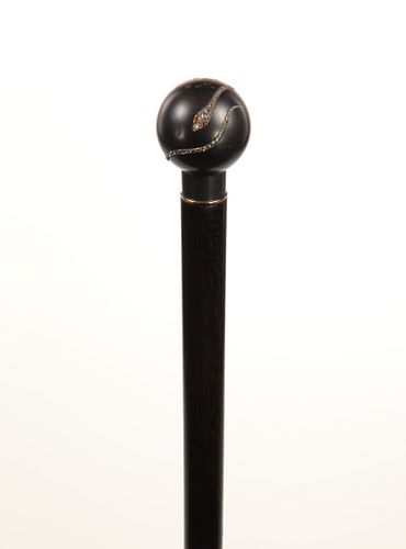 ANTIQUE LADY'S SILVER ORB KNOB WITH