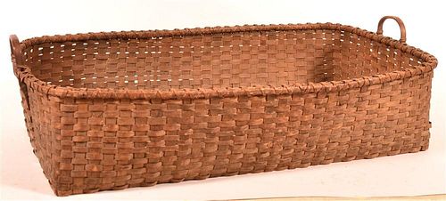 ANTIQUE LARGE WOVEN ASH RECTANGULAR